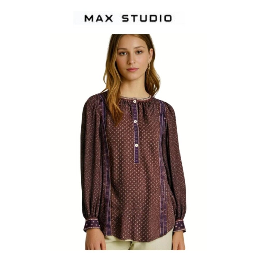 Max Studio Purple and White Blouse